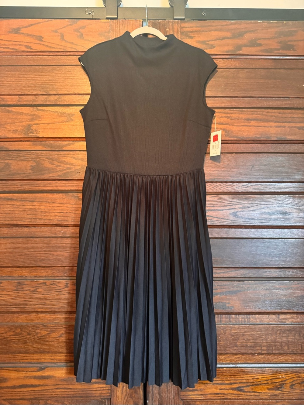 Classic Black Pleated Midi Dress